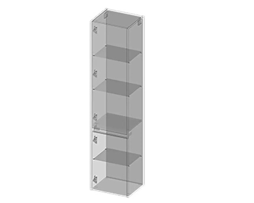 Hoher schmaler Hängeschrank mit Regalböden
