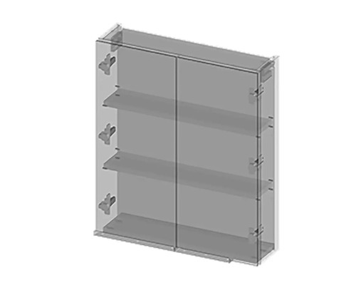 Schrank mit Glastüren und Regalböden
