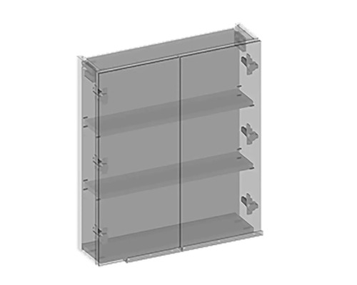 Badezimmerschrank mit zwei Glastüren und Regalböden