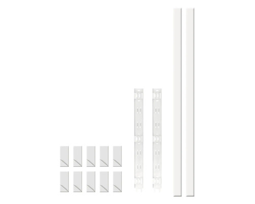 Regalbauteile Set mit Regalstützen, Schienen und Abdeckkappen