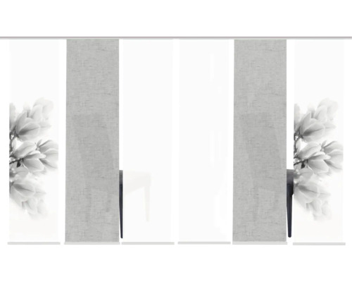 Schiebegardine mit Blumenmuster und Textilstruktur