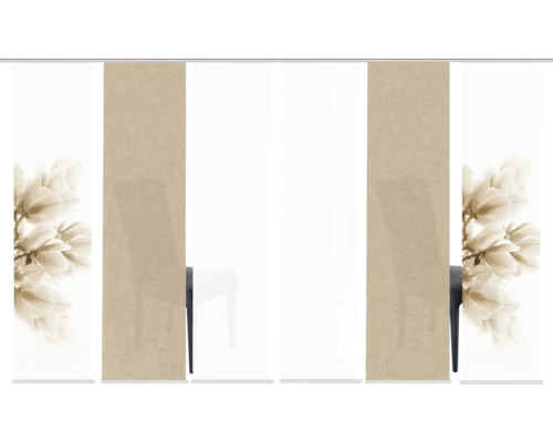 Schiebegardine mit Blumenmotiv und Textur