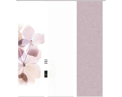 Schiebegardine mit Blumenmuster und Textiloptik