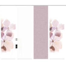 Schiebegardine mit floralem Muster und Leineneinsatz