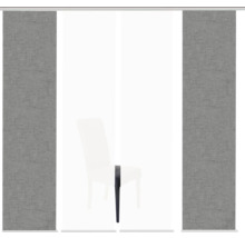 Schiebegardinen mit Leinwandstruktur im Wohnzimmer