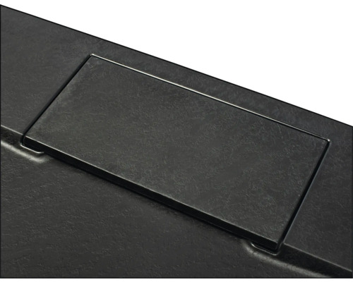 Detailansicht einer eingelassenen Klappe in einer Arbeitsplatte