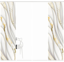 Dekorative Wandpaneele mit abstraktem Marmormuster und Stuhl