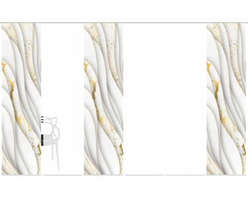 Paneele mit Marmorstruktur und Stuhl