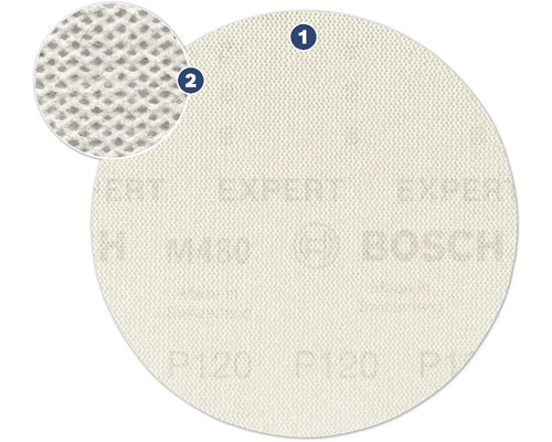 Schleifscheibe mit Körnung P120 und Netzstruktur