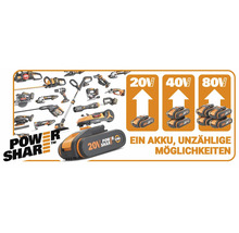 Worx Power Share Akku für verschiedene Gartengeräte und Werkzeuge