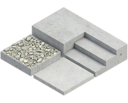 Illustration von Betonplatten und einer Blockstufenanlage