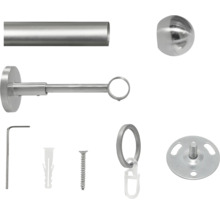 Gardinenstangen Set ausziehbar 2in1 edelstahl-optik 120-210 cm Ø 16/19 mm
