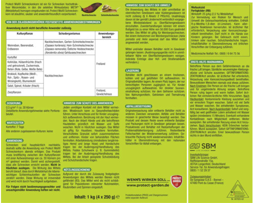 Informationen zu Protect MaXX Schneckenkorn, einem Produkt zur Schneckenbekämpfung.