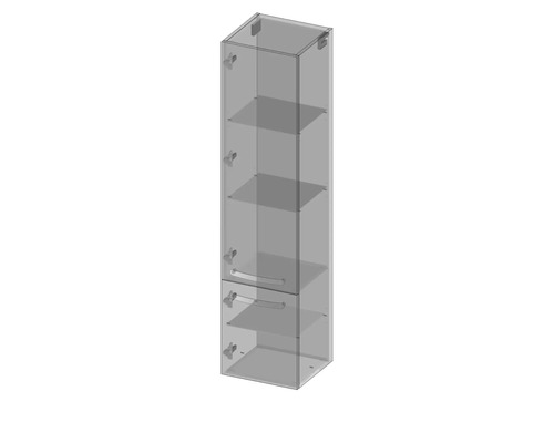 Hochschrank mit mehreren Regalböden und Schubladen