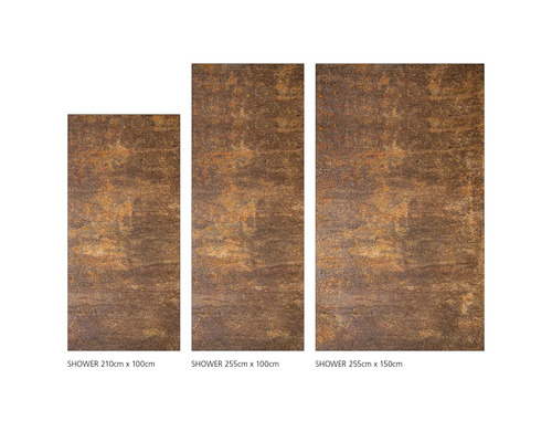 Drei Duschpaneele in verschiedenen Größen.