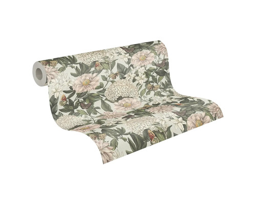 Tapetenrolle mit Blumenmuster und Schmetterlingen