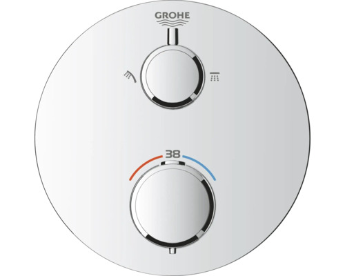 Grohe Logo Thermostatarmatur zur Steuerung der Wassertemperatur und des Wasserdurchflusses
