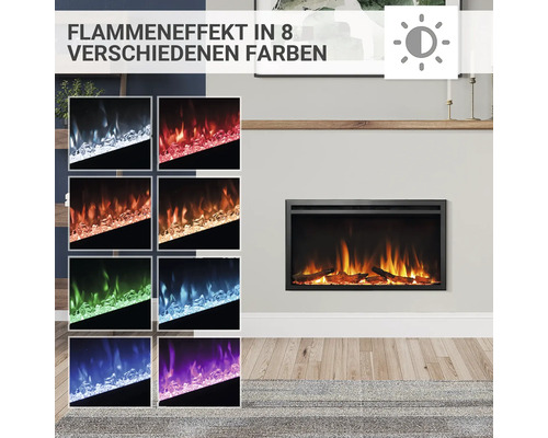 Elektrischer Kamin mit Flammeneffekt in acht verschiedenen Farben
