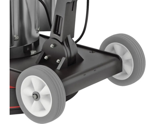 Detailansicht von Rädern eines Staubsaugers