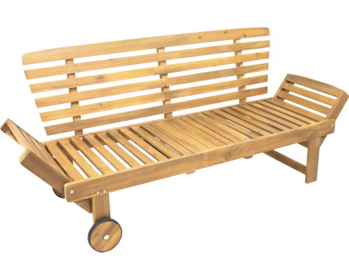 Holzliege mit Rädern für den Garten
