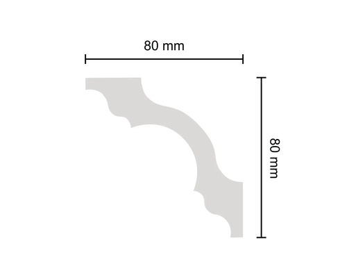 Eckstück Zierleiste mit den Maßen 80 mm