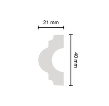 Abmessungen eines Zierelements: 21 mm breit und 40 mm hoch