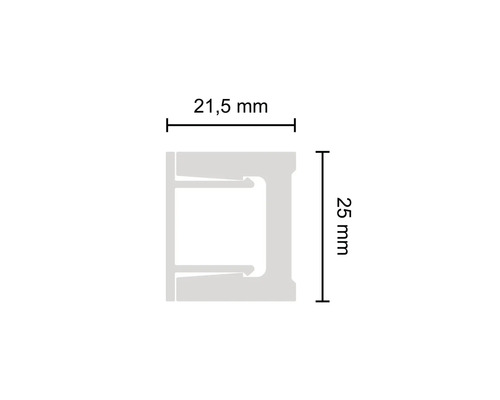 Aluminiumprofil mit den Maßen 21,5 mm x 25 mm.
