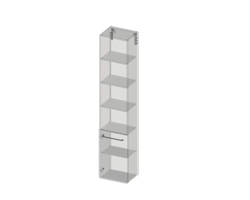 Schmaler Hochschrank mit Einlegeböden und Tür für Badezimmer