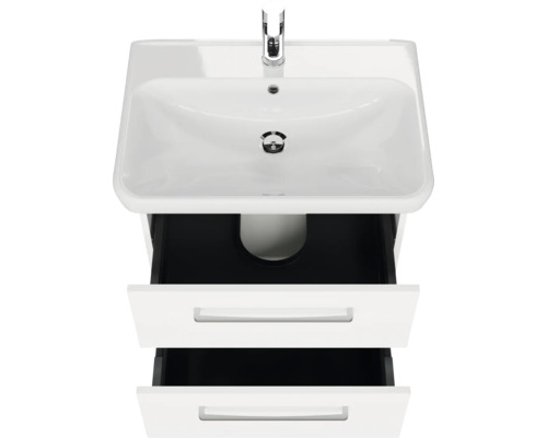 Waschtisch mit zwei offenen Schubladen und Armatur