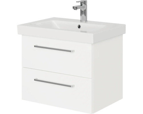 Waschtischunterschrank mit zwei Schubladen und Aufsatzwaschbecken mit Armatur