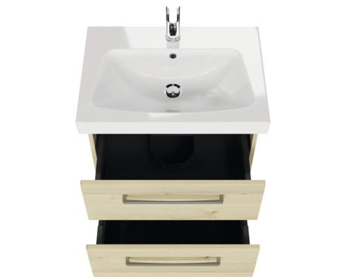 Waschbeckenunterschrank mit zwei Schubladen und Aufsatzwaschbecken