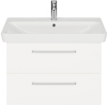 Badmöbel-Set Pelipal Sunline 105 BxHxT 80,5 x 200 x 48,5 cm Frontfarbe weiß hochglanz mit Keramik-Waschtisch Waschtischunterschrank und Spiegelschrank mit LED-Beleuchtung