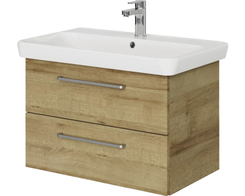 Waschtischunterschrank mit zwei Schubladen, Keramikwaschtisch und Armatur