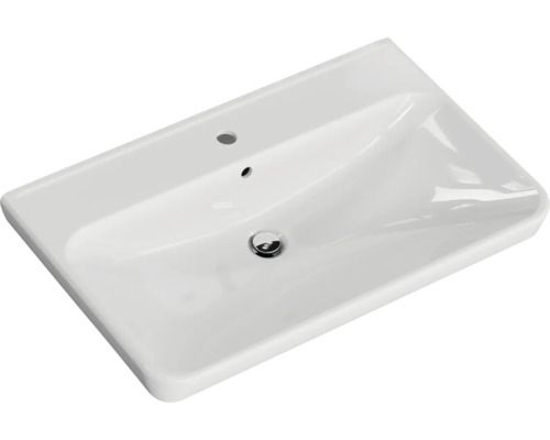 Rechteckiger Waschbeckenaufsatz aus Keramik mit Hahnloch und Überlauf