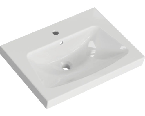 Waschtisch aus Keramik mit Hahnloch und Überlauf