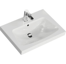 Waschtisch aus Sanitärkeramik mit Armatur