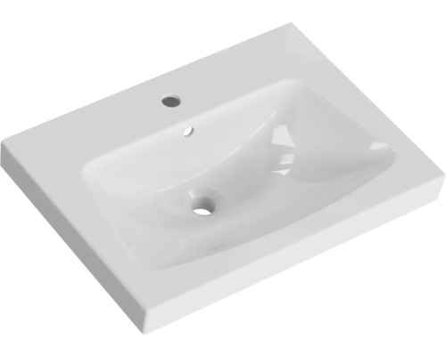 Waschtisch aus Keramik mit Hahnloch und Überlauf