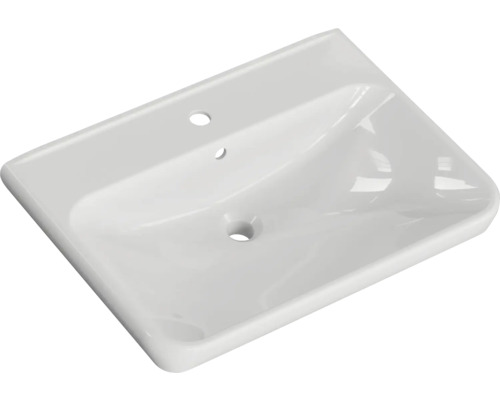 Aufsatzwaschbecken aus Keramik mit Hahnloch und Überlauf