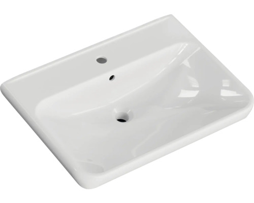 Rechteckiges Keramik Waschbecken mit Hahnloch und Überlauf