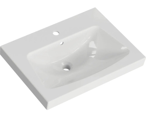 Waschbecken aus Sanitärkeramik mit Hahnloch und Überlauf