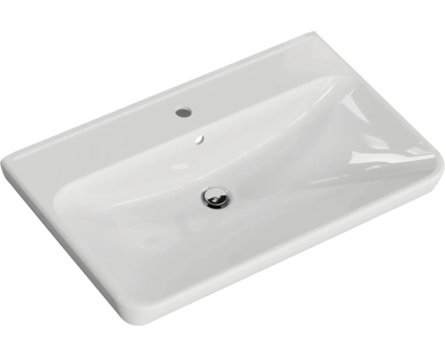 Weißes Keramik Waschbecken mit Überlauf und Hahnloch