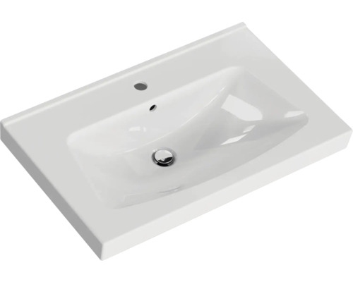 Waschtisch aus Keramik mit Hahnloch und Überlauf