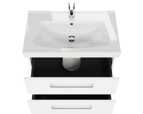 Waschtischunterschrank mit zwei Schubladen und Keramikwaschbecken