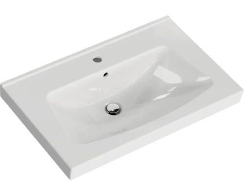 Waschbecken aus Sanitärkeramik mit Hahnloch und Überlauf