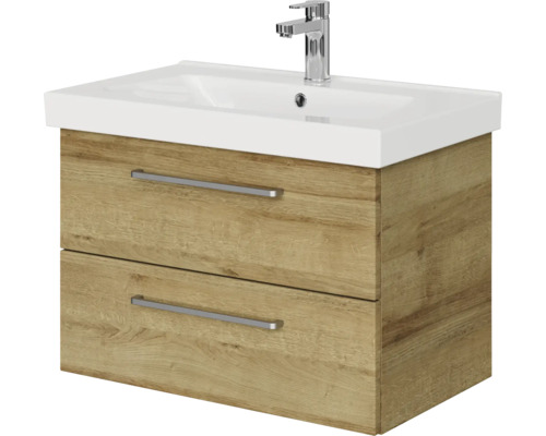 Waschtischunterschrank mit zwei Schubladen und Keramikwaschbecken