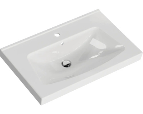 Waschtisch aus Keramik mit Hahnloch und Überlauf