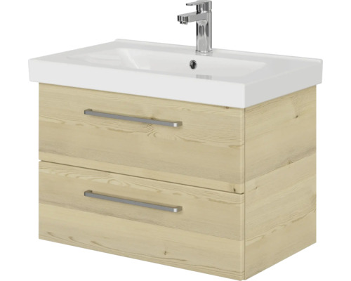 Waschtischunterschrank mit zwei Schubladen, Keramikwaschbecken und Armatur