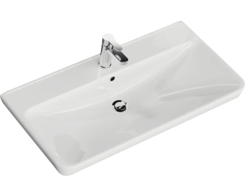 Rechteckiges Keramikwaschbecken mit Armatur