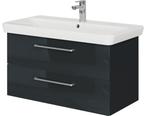 Waschbeckenunterschrank mit zwei Schubladen und Armatur