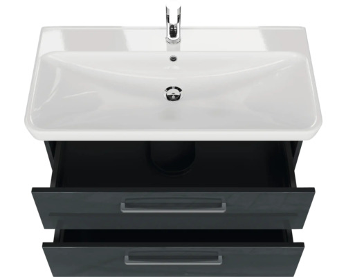 Waschbeckenunterschrank mit zwei Schubladen und Armatur